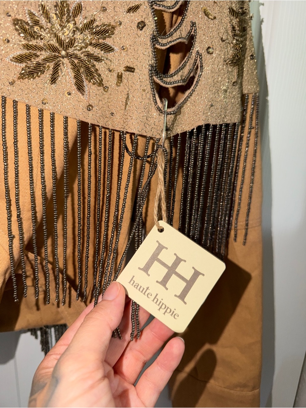 Haute Hippie Tan Fringed Leather Moto Jacket - Picture 5 of 11